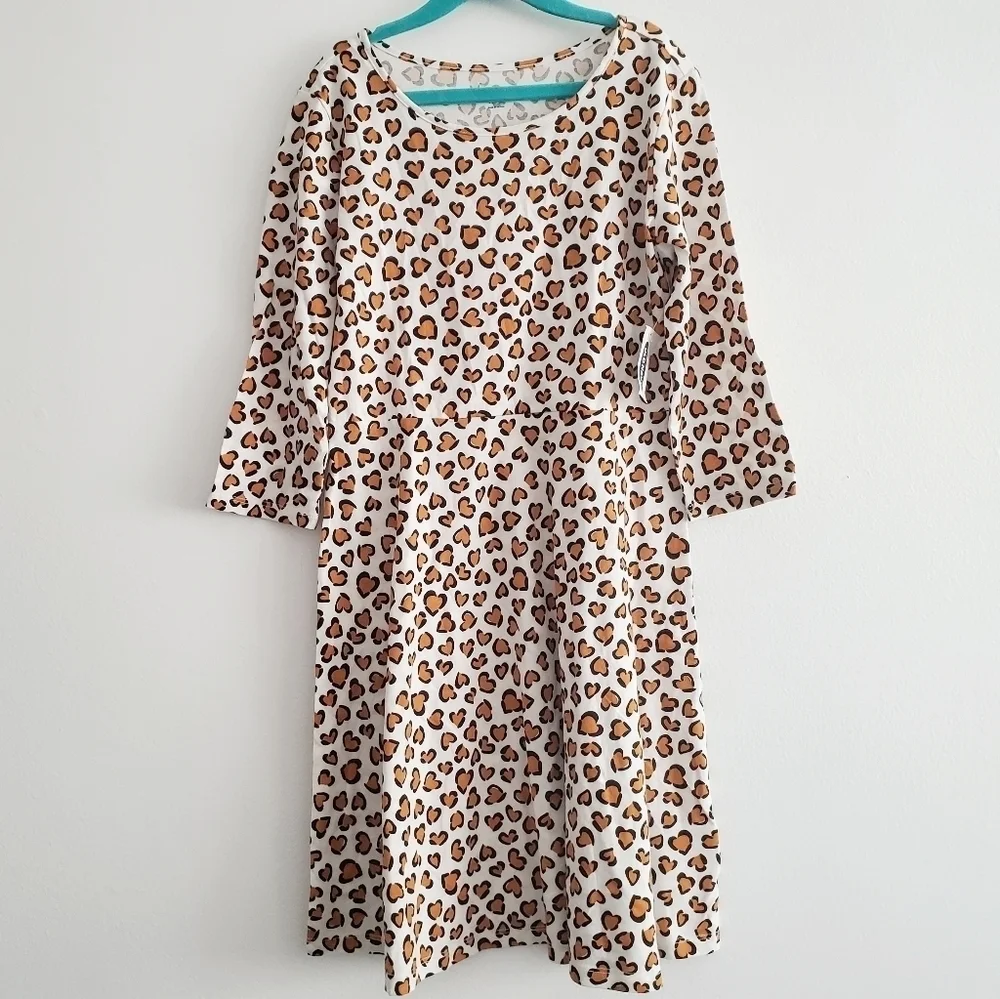 NEW Old Navy Leopard‎ Heart 3/4 Jersey Play Dress